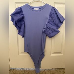 Periwinkle Bodysuit with Ruffle Sleeves